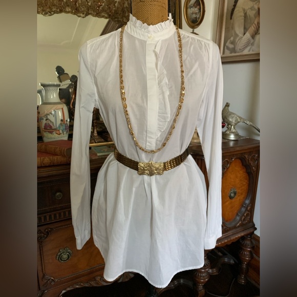 Vintage Boho Cotton White Victorian-inspired Ruffle Romantic Poet Blouse Shirt - Picture 1 of 13